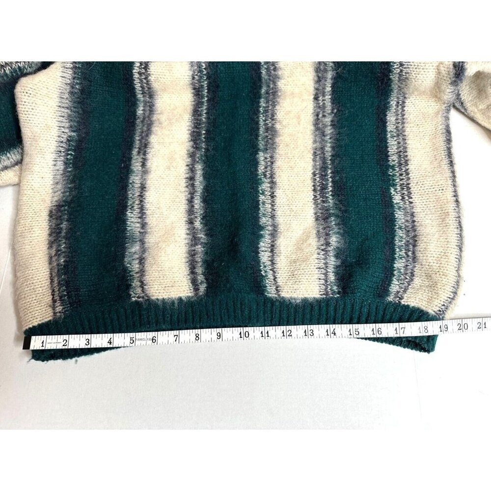 J Riggings Wool Lana Sweater New River Co Green Striped GrandPa Large Hong Kong - Picture 4 of 10
